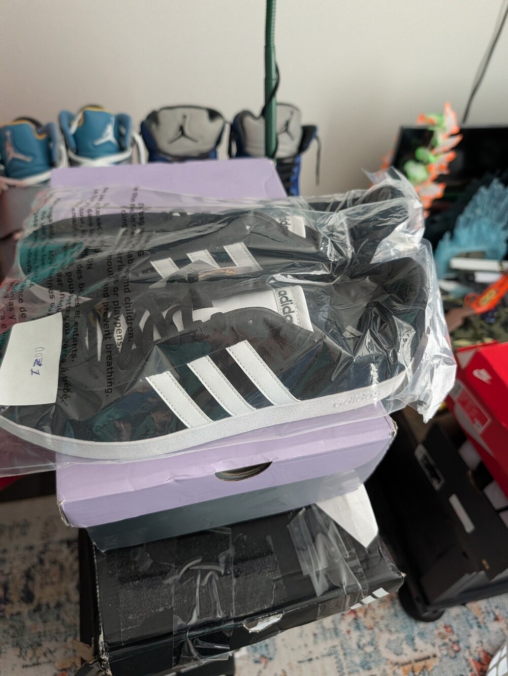 adidas Black Athletic Sneakers with White Three Stripes